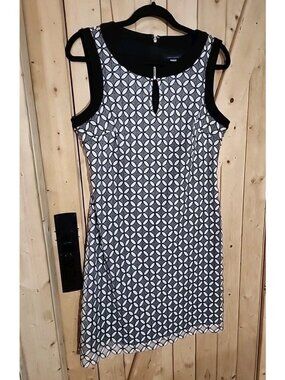 Tommy Hilfiger Dress Size 10 Black White Sheer Overlay Lace Career Wear Back Zip